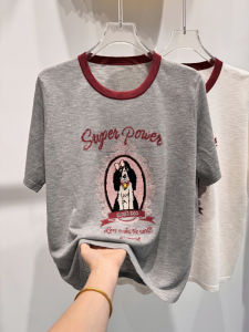 Shalldoer | เสื้อยืดคอกลมแขนสั้นพิมพ์ลายสุนัขการ์ตูนสำหรับผู้หญิง ทรงหลวมสบาย ๆ ฤดูร้อน 2025 เสื้อตัวบนที่มีความยืดหยุ่นสูง