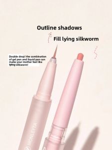 MONLEYTA | Matte Finish Dual-Headed Eyeliner Highlighter Brightening Pink Shade Womens Makeup Bag Essential Two-In-One Butterfly Pen