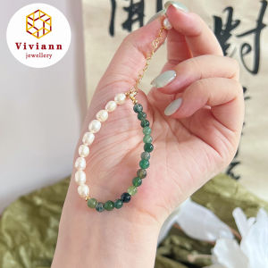 Viviann Original Design Vintage Gentle High Grade New Chinese Aquatic Agate/Pearl Bracelet Female Jade Charm Bracelets for Women Girls Fine Jewelry Adjustable Vintage Beads Bracelets Gifts