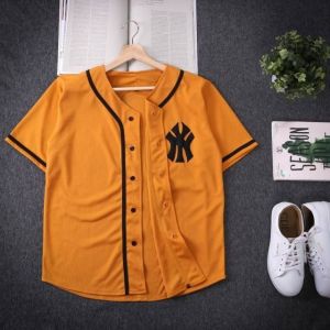 Baju Baseball Ny merah list / Baseball Jersey Pria dan wanita