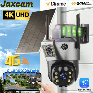 8MP 4K Dual Lens 4G/WiFi Solar Camera EseeCloud PIR Humanoid Detection Color Night Vision Outdoor Cam With 1YearFree 4G Data SIM