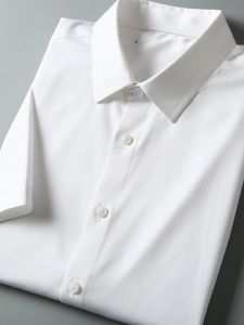 Áo Sơ Mi Tay Ngắn Mùa Hè Bằng Lụa Băng Không Đường May Thoáng Khí Màu Trắng Nguyên Chất Ôm Vừa Vặn Thời Trang Công Sở Thường Ngày