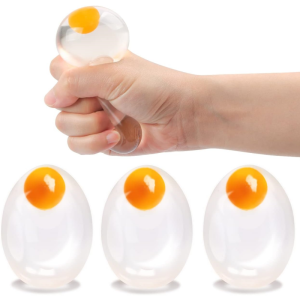 2Pcs Funky Egg Squishy Ball Clear Squeeze Splat Ball Easter Basket Fillers Squishies Fun Toy Anxiety Reducer for Kids Adults