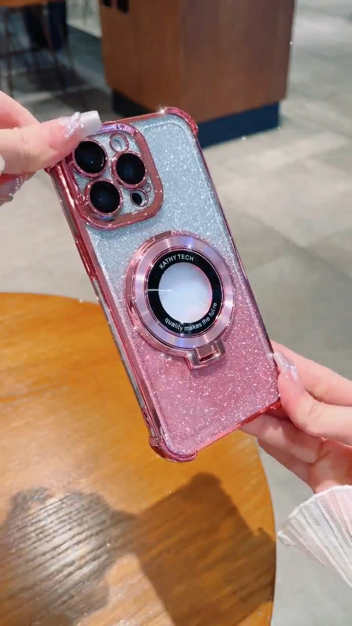 Luxury Case iPhone 11 12 13 14 15 16 pro max 16 plus Shockproof Gradient Glitter Casing iPhone 11 12 13 14 15 16 pro max plus Magnetic Holder Wireless Charging