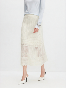 Vero Moda | Autumn Winter Mohair Wool Buttoned Chanel Style Knit Skirt