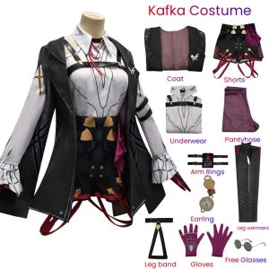 Honkai Star Rail Cosplay Costume Honkai Kafka Cosplay Costume Helloween Party Suit with Wig Kafka Outfit Uniform