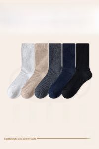 JINGCHI | Thickened Woolen Socks Mens Mid-Calf Winter Warm Anti-Odor Long Tube Sheep Cashmere Socks Breathable Comfortable Polyester Fiber
