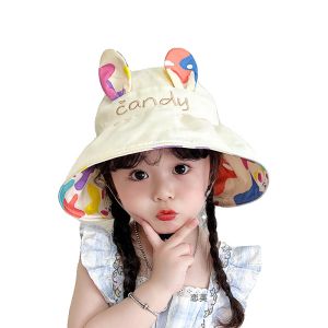 ฤดูร้อน หมวกเด็กผู้หญิงแบบบางชายคาใหญ่ เด็กทารก เปล่าสองด้าน เสื้อท่อนบน ทันสมัย ป้องกันแสงแดดเด็กสไตล์หญิง ลำลอง หมวก