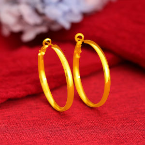 Fashionable Gold Plated Sand Gold Circle Earrings Non-Fading Glossy Original Design Alloy Ear Jewelry for Women