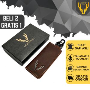 Dompet STNK Mobil Kulit Sapi Leaderbag Terbaru Warna Coklat Premium Atau Gantungan Kunci Kendaraan Motor Multifungsi ZEUS