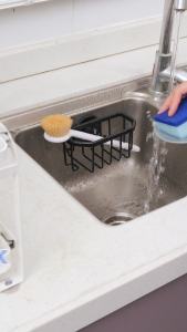 TAILI Sponge Holder with Strong Suction Cup Dish Inside Sink Removable Rustproof Aluminum for Sponges Brushes Stoppers and Scrapers