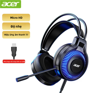 Tai Nghe Chơi Game Acer Có Mic 7.1 Stereo Virtual Surround Tai Nghe Có Dây Dành Cho Game Thủ PC Có Đèn LED Và Âm Trầm