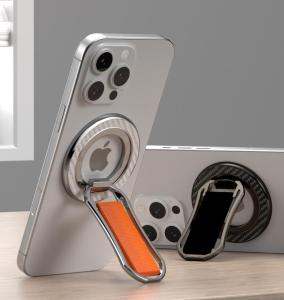 Magsafe แบบพกพาโต๊ะสำนักงานที่ยึดโทรศัพท์หมุนได้360องศาป้องกันการสูญหายที่ยึดโทรศัพท์มือถือแบบพับเก็บได้สติกเกอร์หลังแบบห่วงห่วง