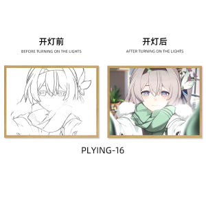 งานฝีมือแสงสว่างการ์ตูนญี่ปุ่น ไฟตั้งโต๊ะแบบสะท้อนแสง กระจกสติกเกอร์การ์ตูนญี่ปุ่น งานฝีมือ DIY อุปกรณ์สำหรับเด็ก