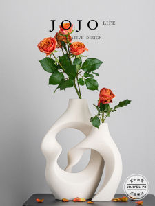 Modern Simplicity Ceramic Flower Vase Home Decoration Ornament Asymmetrical Shape Small Flower Pot for Flower Stems