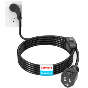 HITRENDS 10Ft Extension Cord with Switch Flat Plug Heavy Duty Power Cord 16AWG/13A 3 Prong Extension Power Cable for Indoor