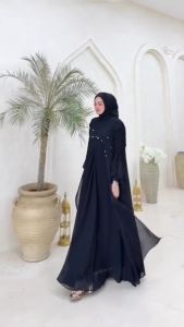 Elora Set Dress Outer Ceruty Apk Payet Gamis Lebaran Tahun 2025 Dewasa Dress Wanita Kondangan Elegan