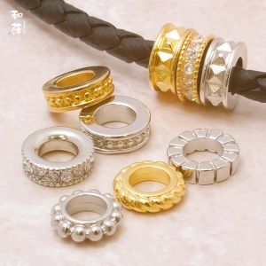 Guaike Kiwa Large Hole Rivet Bracelet Thick Cord Beaded DIY Jewelry Accessories Hammer Pattern Rivets Fashionable Alloy Beads