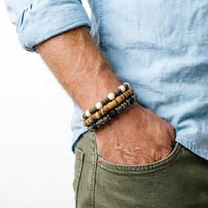 Vintage 3Pcs Men Bracelet Set Natural Coconut Beads Wooden Braslet Positive Energy Healing Wrist Accessories Versatile Jewelry