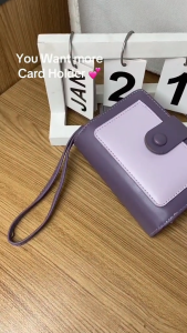 2025 new dopamine color stitching ladies wallet card holder integrated bag strap snap button zipper