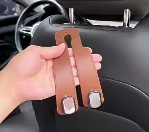 Móc treo đồ ô tô da lộn móc đôi treo đồ trên ghế ô tô phụ kiện nội thất sang trọng tiện lợi