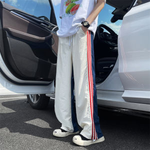 Quần Dài Nam Mùa Hè Phong Cách Mỹ Cổ Điển Quần Thể Thao Màu Tương Phản Quần Dài Ống Đứng Rộng Rãi Thiết Kế Thời Trang