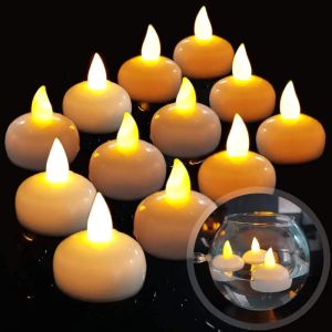 36/12pcs Floating Candle Lamp Flameless Tea Light Flicker Electronic Waterproof LED Light For Wedding Party Pool Spa Table Decor