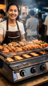 Dyna Home เตาย่างแบบไร้ควัน รุ่น DH-4 หัวเตา 4 หัว สแตนเลสทั้งตัว ตะแกรงปิ้งปรับระดับสูง-ต่ำได้