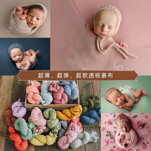 Ultra-Thin Ultra-Elastic Soft See-Through Wrap Cloth Baby Photography Props Summer Full Moon Baby Photo Shoot Pure Color Set