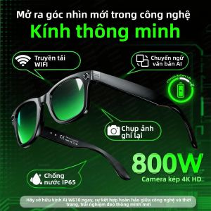 Kính Thông Minh 2025 Dành Cho Nam Và Nữ Với Camera Kép 8MP WiFi Bluetooth Dịch Thuật AI Khử Tiếng Ồn Chống Nước IP65