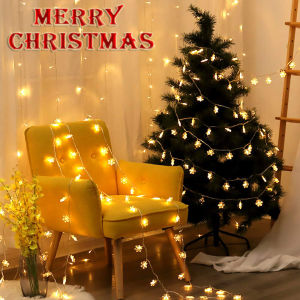 Solar Christmas Snowflake Light Outdoor 5meters 20LED Waterproof Multicolor/Warm Xmas String Lamp For Party Wedding Garden Décor