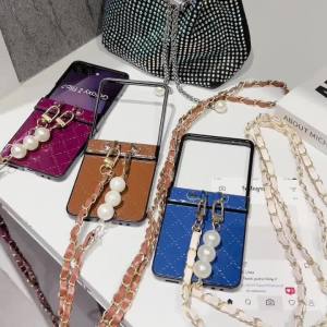 Crossbody Lanyard PU Leather Cover Smooth Small Fragrance for Samsung Galaxy Z Flip 7 6 5 4 3 5G Flip7 FE Flip6 Flip5 Phone Case
