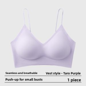Aimo | Elegant Backless Thin Strap Bra Womens Summer Breathable Light Weight Seamless Nylon V-Neck Underwear Fixed Strap Design