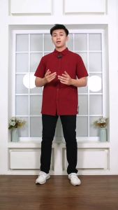IZIBRO - Kemeja Polos Pria Cotton Pique 24S Kerja Kantor Hem Formal Distro Baju Lengan Pendek Jumbo