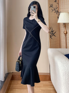 Guyin Flower Elegant Work Clothing Slim Fit Midi Dress Summer High-End Lightweight Luxury Womens Fashion Mermaid Skirt