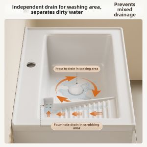 LANGXIANG | Laundry Sink Combination Bathroom Cabinet Deep Washbasin with Scrubbing Board