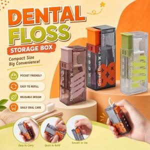 Automatic Floss Dispenser Case 10-piece Dental Floss Pick Set Portable Floss Dispenser Press-on Disposable Flossing Sticks