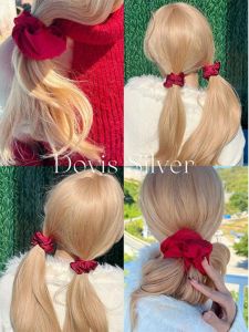 Red Satin Hair Ties Simple Elegant French Style Pure Color New Years Hair Bands Soft Bun Headbands Fashionable Hair Accessories