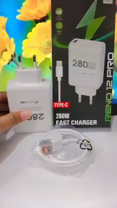 Charger Super VOOC 280W Fast Charger For OPPO Reno 12 Pro Batok Adapter + Kabel USB Fast Charging