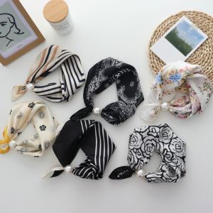 Khăn Choàng Lụa Dài Hình Chữ Nhật Mùa Xuân Thu Có Khóa Từ Hình Ngọc Trai Trang Sức Cổ Cho Nữ Trang Trí Thời Trang Polyester