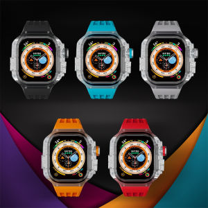 Luxury Richard RM Mod Kit for Apple Watch Ultra 3/2/1 49mm Premium Sports Transparent Case and Fluororubber Strap Kit for Apple Watch 49mm（No Watch）