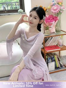 LEAF DANCE | Áo Tập Múa Ballet Cổ Bướm Voan Dài Tay