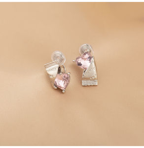 Trendy Personality Asymmetric Heart Shaped Candy Bag Earrings for Women No Piercing Required Korean Style Fashion Jewelry