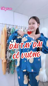 Đồ bộ tole nữ bộ lanh mặc nhà quần dài tay dài cổ vuông cài nút thật SHOP5SAO (43-67kg)