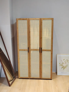 【Lifetime Warranty】Wardrobe Cabinet Dustproof  Large Capacity Bamboo Rattan Cabinet For Clothes Bedroom Wardrobe Clothes Storage Heavy Duty