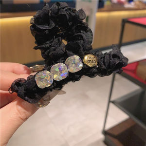 Mori Style New Mesh Medium Size Hair Claw Pearl Rhinestone Shark Clip Medium Spring and Summer Updo Hairpin Fashionable Hairpin
