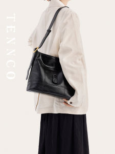 TENNCO Original Large Capacity Top Layer Genuine Leather Single Shoulder Crossbody Commuter Tote Bag for Women