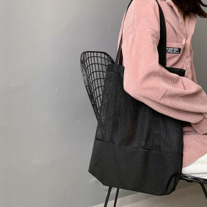 Túi Xách Vải Lưới Mùa Xuân Hè Mới Túi Mua Sắm Túi Đi Biển Rỗng Thoáng Khí Túi Đeo Vai Đơn Cho Nữ Túi Vải Canvas Túi Lưới