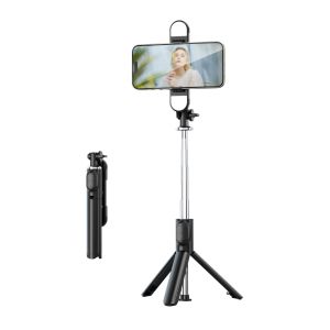 Folding Selfie Stick Tripod Monopod with 360 Rotation and LED Fill Lights ZPG020