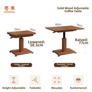 DONGMU | Real Wood Folding Adjustable Sofa Side Table